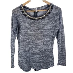 Studio Y Rhinestone Studded Blouse Sheer Sz XSmall